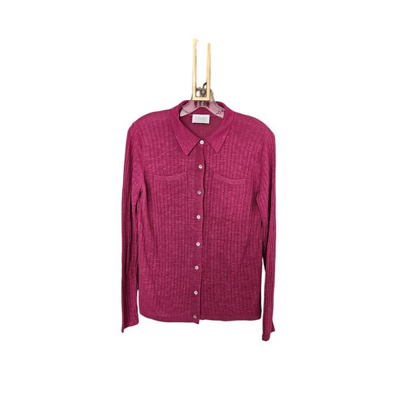 Poles Maison Montagut Pink Ribbed Linen Blend Cardigan Size Medium